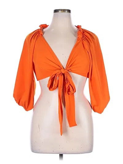 Pre-owned Shein Curve Tank Top Orange Tie Neck Tops
