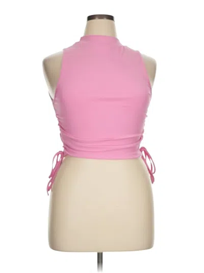 Pre-owned Shein Curve Tank Top Pink Halter Neckline Tops