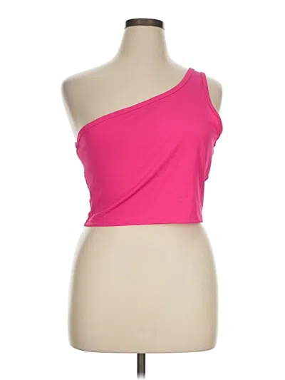 Pre-owned Shein Curve Tank Top Pink One Shoulder Neckline Tops