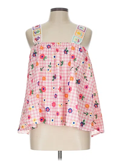 Pre-owned Shein Curve Tank Top Pink Square Neckline Tops