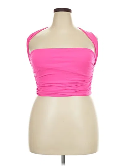Pre-owned Shein Curve Tank Top Pink Strapless Neckline Tops