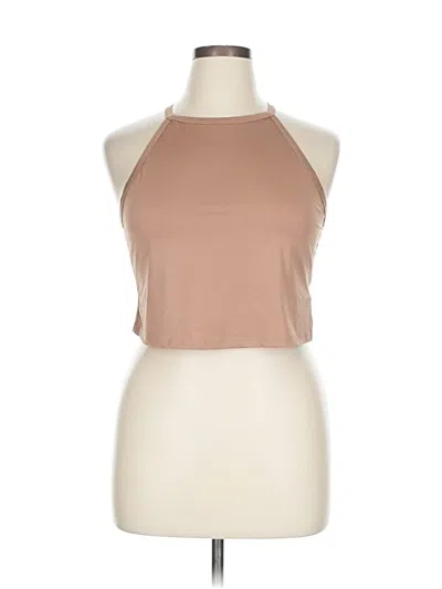 Pre-owned Shein Curve Tank Top Tan Halter Neckline Tops In Brown