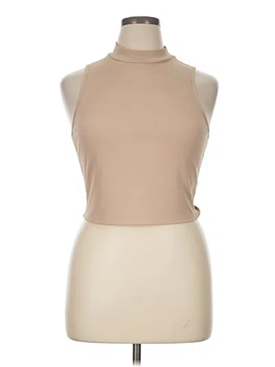 Pre-owned Shein Curve Tank Top Tan Halter Neckline Tops In Brown