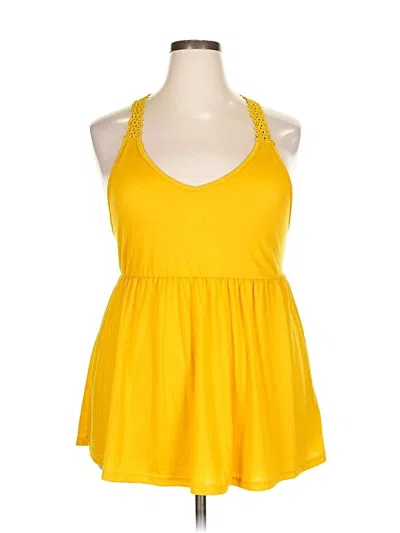 Pre-owned Shein Curve Tank Top Yellow Halter Neckline Tops