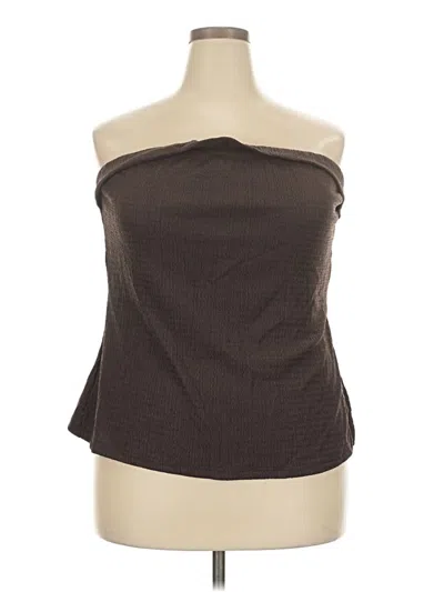 Pre-owned Shein Curve Tube Top Brown Strapless Neckline Tops