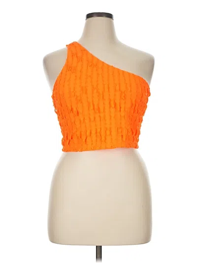 Pre-owned Shein Curve Tube Top Orange One Shoulder Neckline Tops
