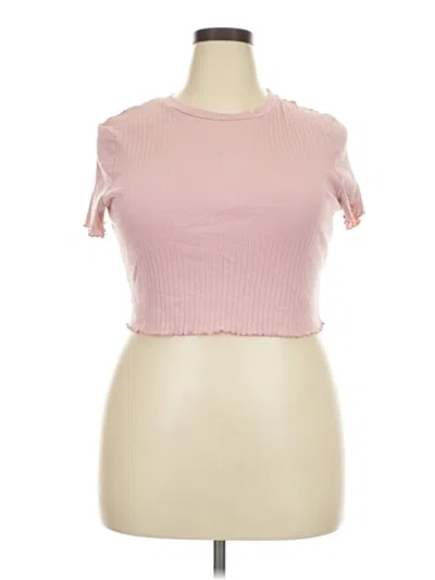Pre-owned Shein Curve Tube Top Pink Ruffles Neckline Tops