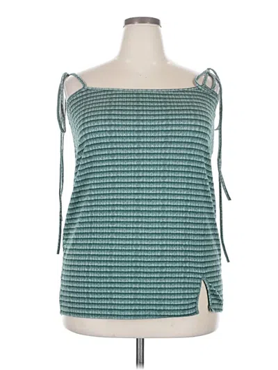 Pre-owned Shein Curve Tube Top Teal Strapless Neckline Tops In Blue