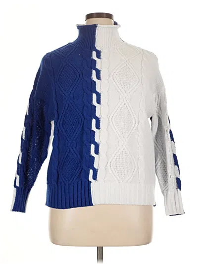 Pre-owned Shein Curve Turtleneck Sweater In Blue