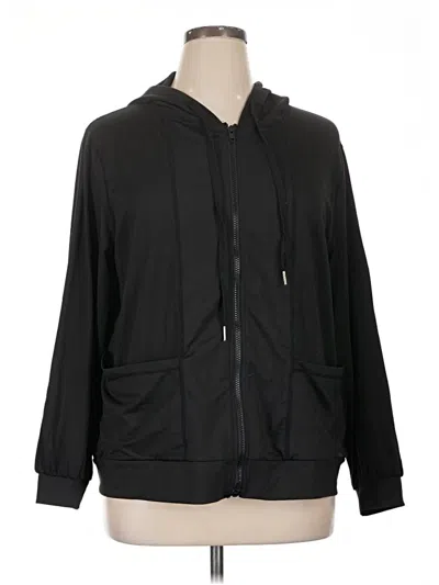 Pre-owned Shein Curve Zip Up Hoodie In Black