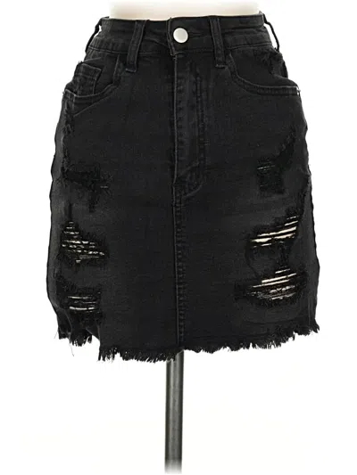 Pre-owned Shein Denim Skirt In Black