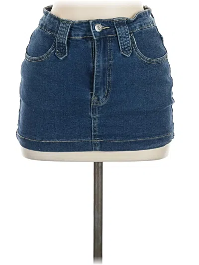 Pre-owned Shein Denim Skirt In Blue