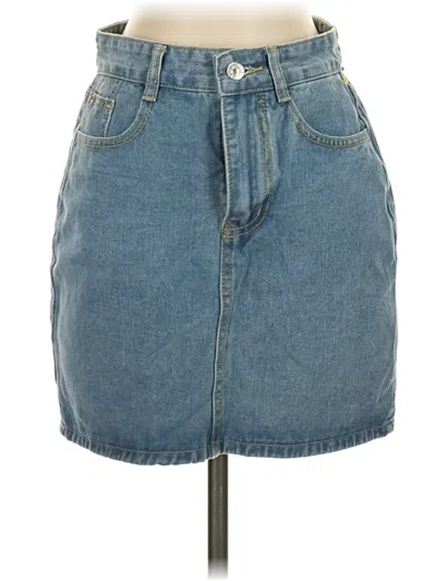 Pre-owned Shein Denim Skirt In Blue