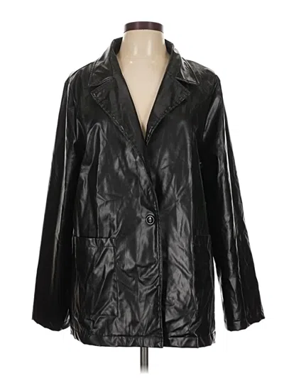 Pre-owned Shein Faux Leather Jacket In Black