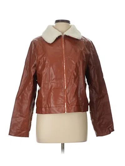 Pre-owned Shein Faux Leather Jacket In Brown