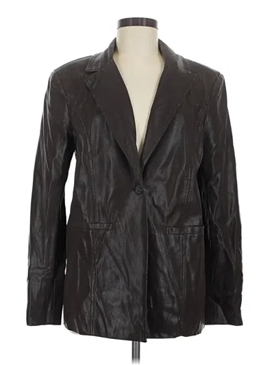 Pre-owned Shein Faux Leather Jacket In Brown