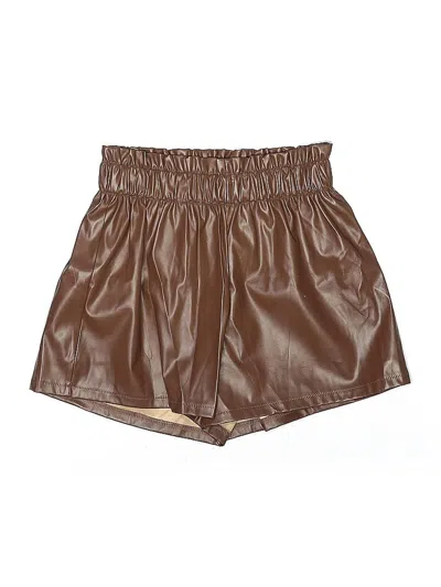 Pre-owned Shein Faux Leather Shorts In Brown