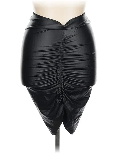 Pre-owned Shein Faux Leather Skirt In Black