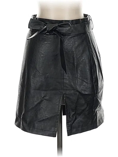 Pre-owned Shein Faux Leather Skirt In Black