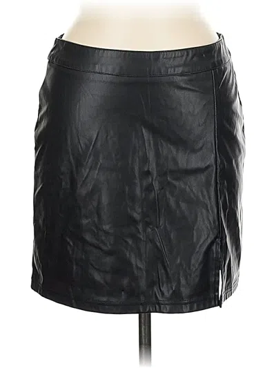 Pre-owned Shein Faux Leather Skirt In Black