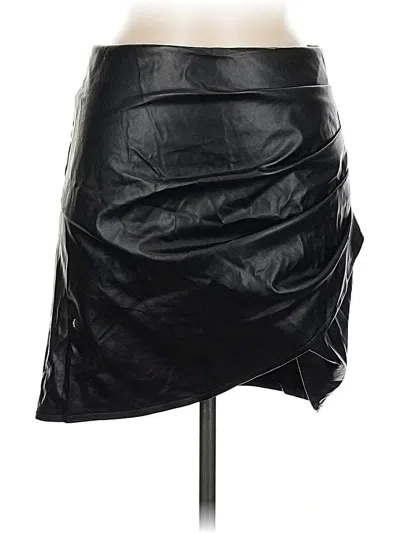 Pre-owned Shein Faux Leather Skirt In Black