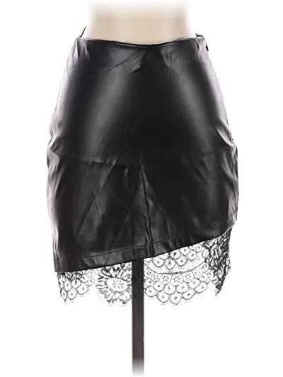 Pre-owned Shein Faux Leather Skirt In Black