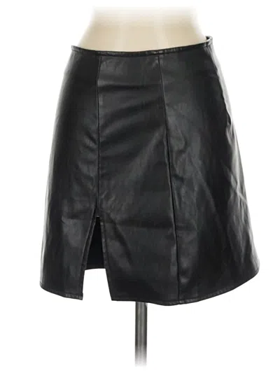 Pre-owned Shein Faux Leather Skirt In Black