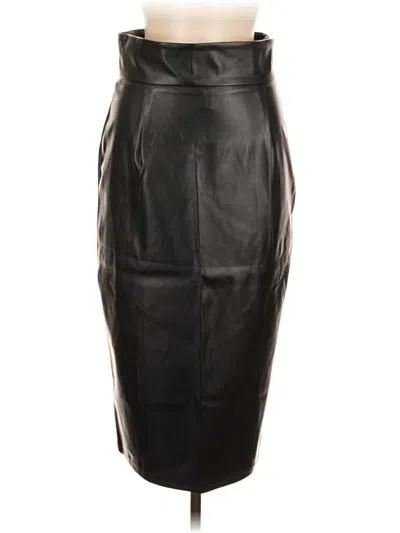 Pre-owned Shein Faux Leather Skirt In Black