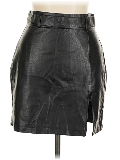 Pre-owned Shein Faux Leather Skirt In Black