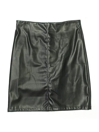 Pre-owned Shein Faux Leather Skirt In Black