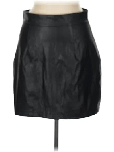 Pre-owned Shein Faux Leather Skirt In Black