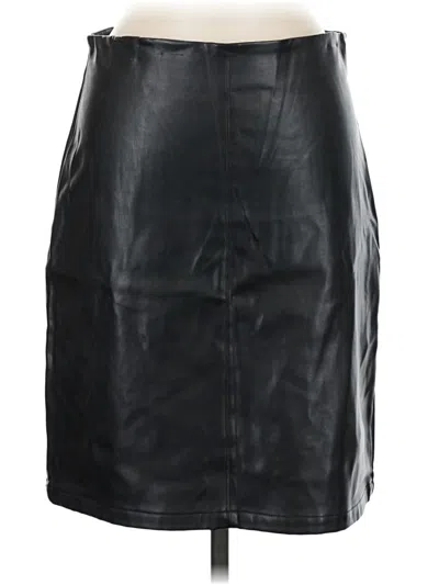 Pre-owned Shein Faux Leather Skirt In Black