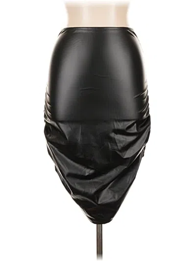 Pre-owned Shein Faux Leather Skirt In Black