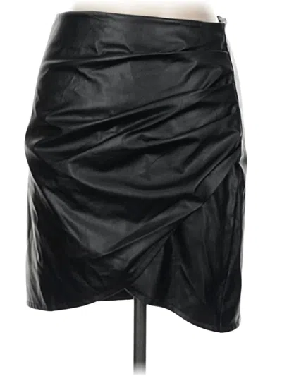 Pre-owned Shein Faux Leather Skirt In Black