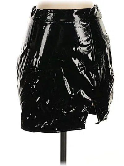 Pre-owned Shein Faux Leather Skirt In Black