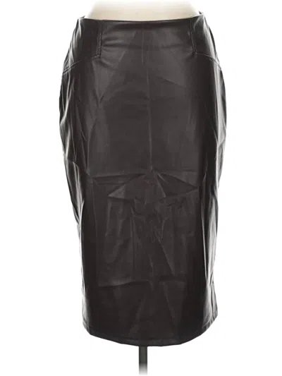 Pre-owned Shein Faux Leather Skirt In Black
