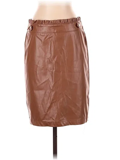 Pre-owned Shein Faux Leather Skirt In Brown