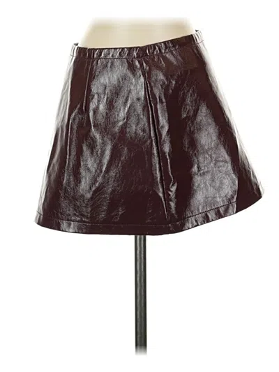 Pre-owned Shein Faux Leather Skirt In Brown