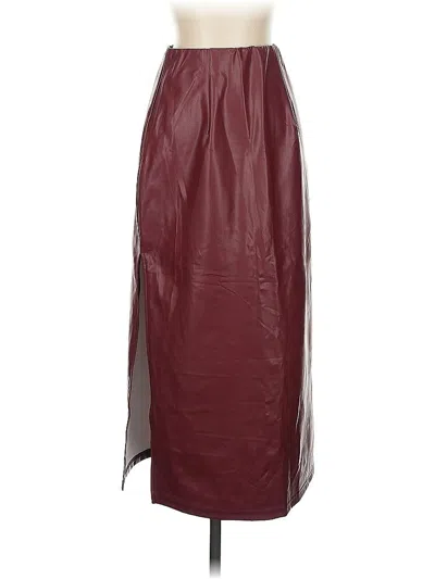 Pre-owned Shein Faux Leather Skirt In Burgundy