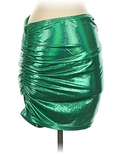 Pre-owned Shein Faux Leather Skirt In Green