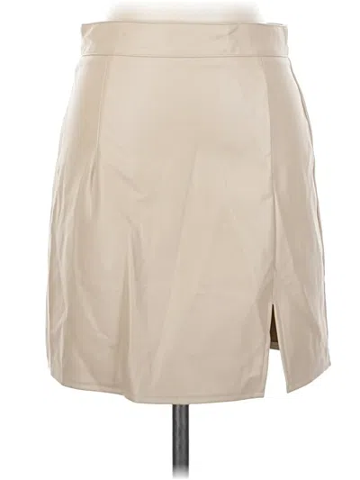 Pre-owned Shein Faux Leather Skirt In Tan