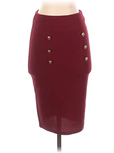 Pre-owned Shein Formal Skirt In Burgundy