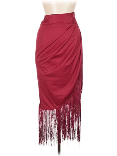 Pre-owned Shein Formal Skirt In Burgundy