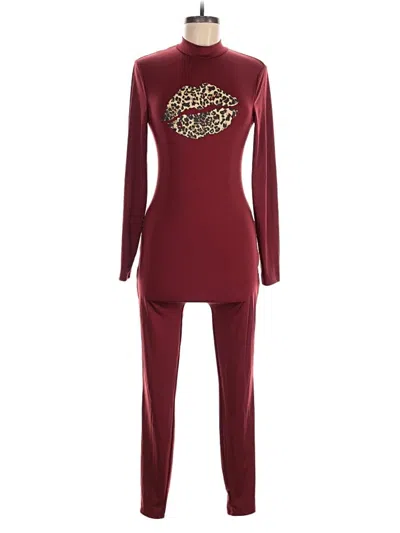 Pre-owned Shein Jumpsuit In Burgundy