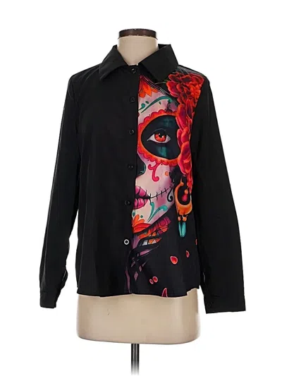 Pre-owned Shein Long Sleeve Blouse In Black