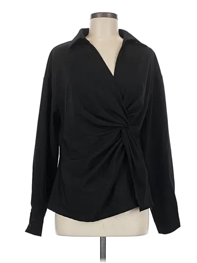 Pre-owned Shein Long Sleeve Blouse In Black