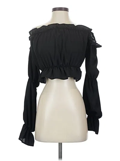 Pre-owned Shein Long Sleeve Blouse In Black
