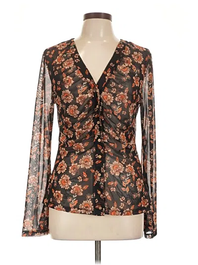 Pre-owned Shein Long Sleeve Blouse In Black