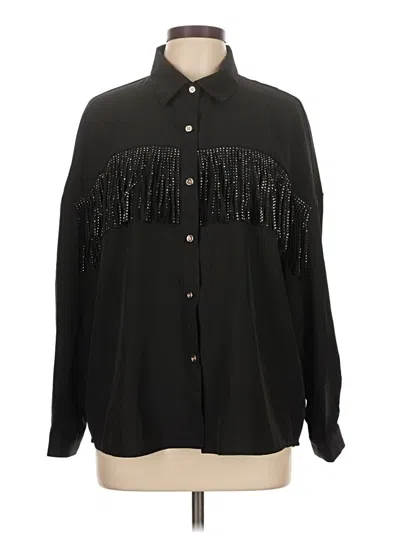 Pre-owned Shein Long Sleeve Blouse In Black