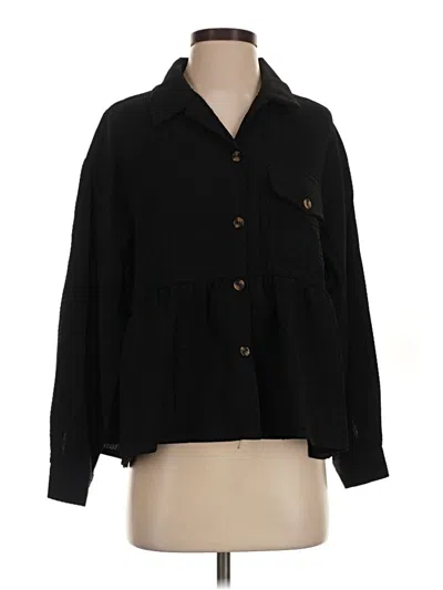 Pre-owned Shein Long Sleeve Blouse In Black